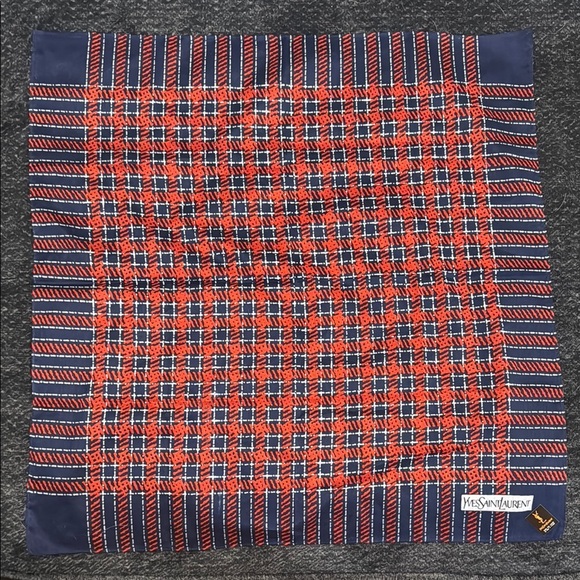 Yves Saint Laurent Accessories - Yves Saint Laurent Red and Blue Plaid Handkerchief
